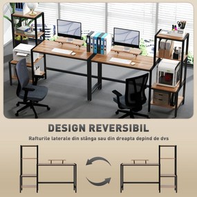 HOMCOM Birou  pentru Computer cu Suport pentru Monitor și Raft pentru Imprimantă, 150x48x125 cm, Maro | Aosom Romania