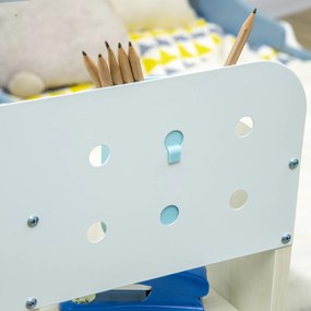 HOMCOM Set Birou și Scaun pentru Copii Reglabile, Inclinabilă la 60° cu Sertar, Rafturi și Suport, 3+ Ani, Albastru | Aosom Romania