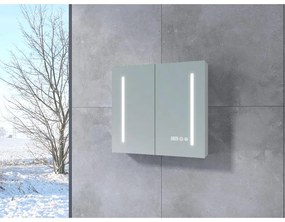 Sevilla White Dulap cu două uși și oglindă, LED 80 cm