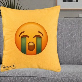 Perna Decorativa Emoji Plange, 40x40 cm, Galben, Husa Detasabila, Perna Inclusa, BEKZ®
