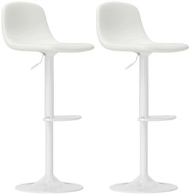 HOMCOM Set 2 Taburete Înalte Ajustabile 360° cu Spătar și Suport de Picior pentru Bucătărie Bar sau Sufragerie 40,5x44x84-104 cm Alb | Aosom Romania