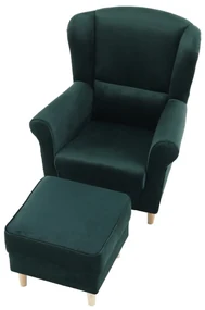 Fotoliu cu urechi cu taburete Aveo (Smaragd). 1015488