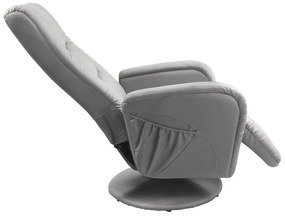 Fotoliu recliner cu functie de masaj Pulsar piele ecologica gri H106 cm