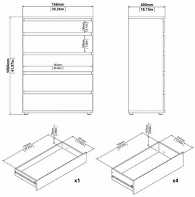 Comodă albă înaltă 77x107 cm Nova – Tvilum