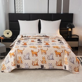 Cuvertura de pat cu model COLORED CATS crem Dimensiune: 170 x 210 cm