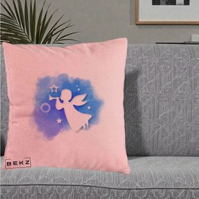 Perna Decorativa Inger cu Trompeta Albastru, 40x40 cm, Roz, Husa Detasabila, Perna Inclusa, BEKZ®