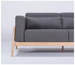 Canapea cu structură din lemn de stejar Gazzda Fawn, 180 cm, gri închis