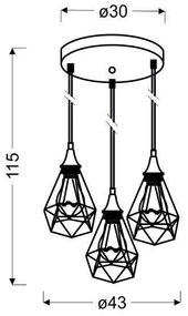 Lustră pe cablu GRAF 3xE27/60W/230V