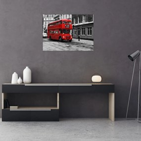 Tablou pe sticlă - Londra cu autobuz (70x50 cm)