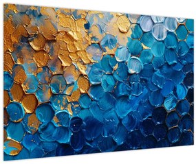 Tablou - Pictura albastru-auriu (90x60 cm)