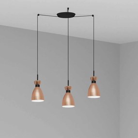 Lustra suspendata cu 3 pendule RETRO cupru