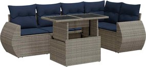 vidaXL Set mobilier grădină cu perne 6 piese gri poliratan/lemn acacia