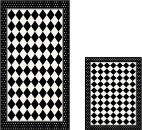 Set 2 covorase baie 510607, forma dreptunghiulara, poliester, negru/al