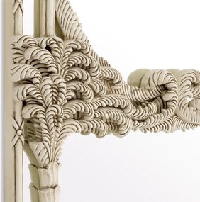 Oglinda design LUX din lemn de mahon sculptat manual Le Royal, alb antic
