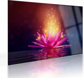 Tablou pe sticlă cu lotus pe apă (70x50 cm)