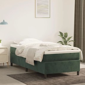 3144666 vidaXL Pat box spring cu saltea, verde închis, 100x200 cm, catifea