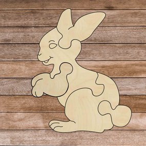 Puzzle educativ montessori din lemn - Lepuraș | SENTOP H020 Plop
