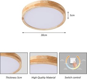 Brilagi - Plafonieră LED WOODLINE LED/24W/230V 3000/4000/6000K stejar Ø 30 cm