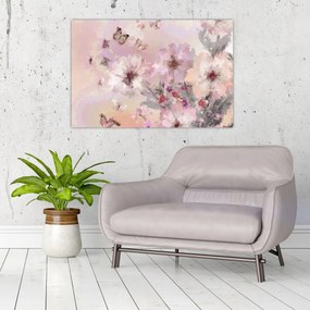Tablou - Colaj de artă cu fluturi (90x60 cm)