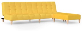3080542 vidaXL Canapea extensibilă cu 2 locuri și taburet, galben, textil