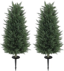 HOMCOM Set de 2 plante artificiale, chiparosi artificiali cu 831 de frunze fiecare, versatil, Verde | Aosom Romania