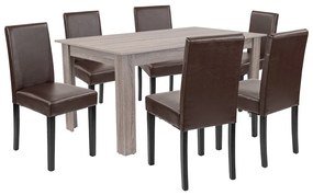 Set de masă Leon 6+1 stejar York-maro