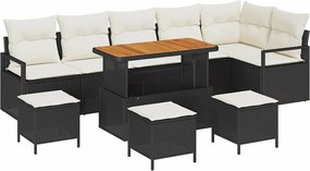 vidaXL Set de canapele pentru grădină 10 pcs Negru Rattan poli