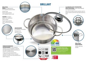Elo 22120 Basic Oală din oțel inoxidabil Brillant20 cm, 2,6 l, 2,6 l