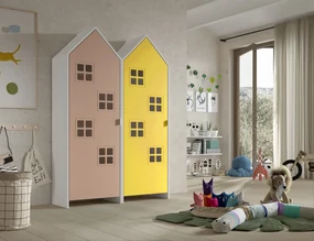 Set 2 Dulapuri pentru Copii Căsuță, Roz și Galben, (MDF) – CASAMI BRUGES – Vipack