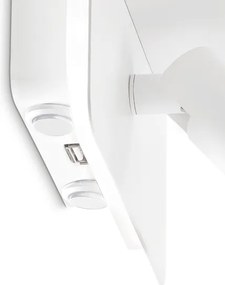 Ideal Lux - Spot LED de perete PIANO, 10W, 230V, CRI 90, USB, alb