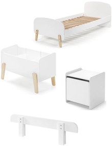 Set KIDDY format dintr-un Pat copii (90x200) cu noptieră, bară de siguranță și cutie de jucării.