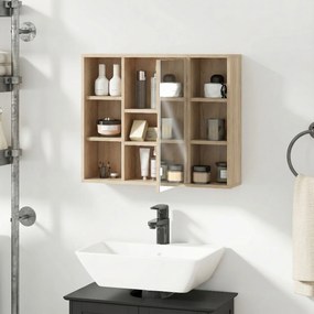 HOMCOM Dulap cu oglindă din MDF și PAL, cu 3 rafturi laterale și raft interior reglabil, 60x14.5x49.4 cm | Aosom Romania