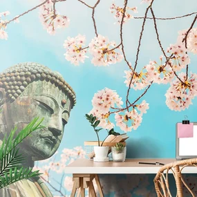 Fototapet Statuia Buddha cu cireș