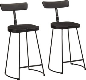 vidaXL Scaune de bar 2 buc Negru 49x43x88 cm lemn masiv de mango