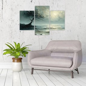 Tablou - pictură în ulei de un copac cu oceanul (90x60 cm)