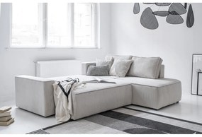 Colțar alb extensibil cu tapițerie din catifea reiată (cu colț pe partea dreaptă) Brave Dave – Miuform