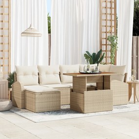 vidaXL Set de canapele pentru grădină cu pernă 7 pcs bej și crem