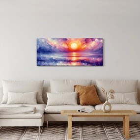 Tablou - Apus de soare artistic colorat (120x50 cm)