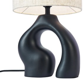 Lampă de masă Japandi neagră cu abajur din in - Dahlia