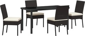 vidaXL Set de masă pentru grădină 5 pcs Negru