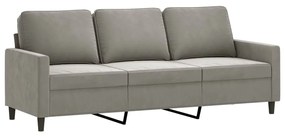 348755 vidaXL Canapea cu 3 locuri, gri deschis, material 180CM catifea