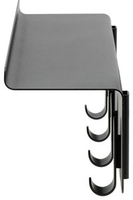 Cuier de perete negru cu raft din oțel 11,5 cm A-Hallway – Zone