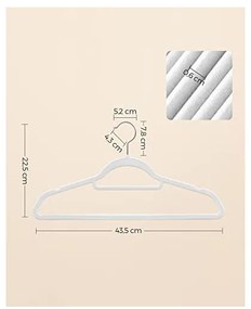 Set 50 de umerase din catifea, Songmics, 43.5 cm, CRF020W02, Alb