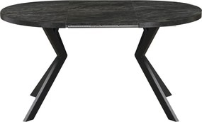 Masă de sufragerie extensibilă, beton închis/negru, 100-250x75,5 cm, LUKOS