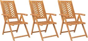 vidaXL Scaune de grădină rabatabile, 3 buc., lemn masiv de acacia