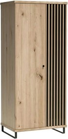 Dulap CALIA C1, stejar artisan/negru, PAL laminat, cu 2 usi, 86x58x191