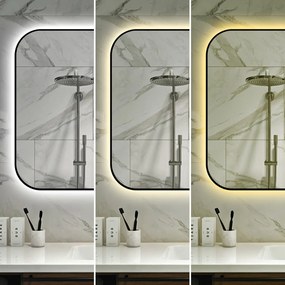 🪞 Oglindă LED cu Touch și Funcție Dezaburire – Ramă Negru, 100x70 cm, Model J187-10070 Smack