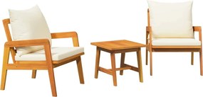 vidaXL Set bistro cu pernă 3 pcs Maro Lemn Solid de Acacia