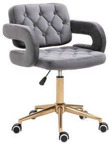 Scaun de birou, tesatura de catifea gri deschis / auriu, NELIA