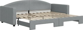 vidaXL Pat de zi cu extensie, gri deschis, 90x200 cm, textil